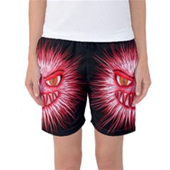 Monster Red Eyes Aggressive Fangs Women s Basketball Shorts