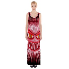 Monster Red Eyes Aggressive Fangs Maxi Thigh Split Dress