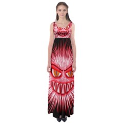 Monster Red Eyes Aggressive Fangs Empire Waist Maxi Dress