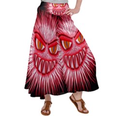 Monster Red Eyes Aggressive Fangs Satin Palazzo Pants