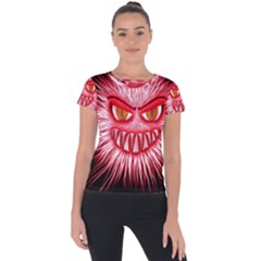 Monster Red Eyes Aggressive Fangs Short Sleeve Sports Top 