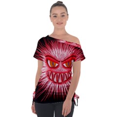 Monster Red Eyes Aggressive Fangs Tie-up Tee