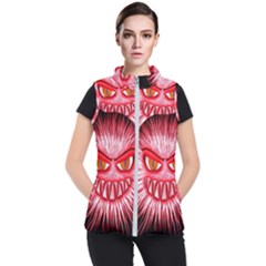 Monster Red Eyes Aggressive Fangs Women s Puffer Vest