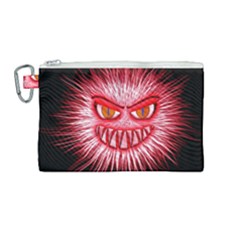 Monster Red Eyes Aggressive Fangs Canvas Cosmetic Bag (medium)