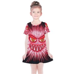 Monster Red Eyes Aggressive Fangs Kids  Simple Cotton Dress