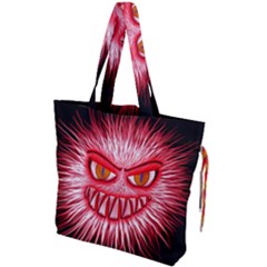 Monster Red Eyes Aggressive Fangs Drawstring Tote Bag