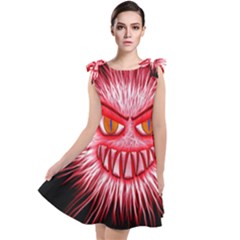 Monster Red Eyes Aggressive Fangs Tie Up Tunic Dress