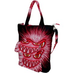 Monster Red Eyes Aggressive Fangs Shoulder Tote Bag by HermanTelo