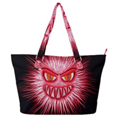 Monster Red Eyes Aggressive Fangs Full Print Shoulder Bag by HermanTelo