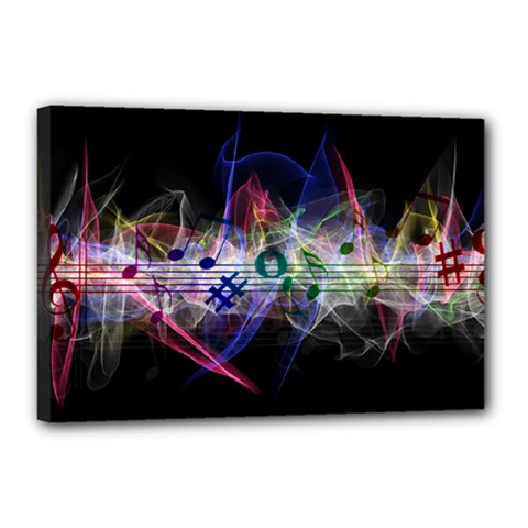 Particles Music Clef Wave Canvas 18  X 12  (stretched)