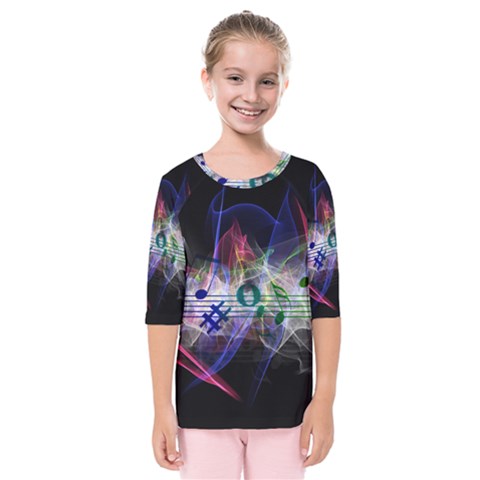 Particles Music Clef Wave Kids  Quarter Sleeve Raglan Tee by HermanTelo