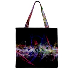 Particles Music Clef Wave Zipper Grocery Tote Bag by HermanTelo