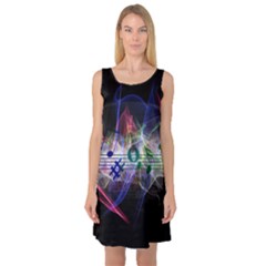 Particles Music Clef Wave Sleeveless Satin Nightdress