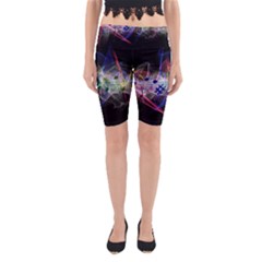 Particles Music Clef Wave Yoga Cropped Leggings by HermanTelo