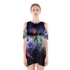 Particles Music Clef Wave Shoulder Cutout One Piece Dress