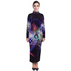 Particles Music Clef Wave Turtleneck Maxi Dress