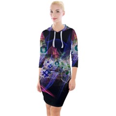 Particles Music Clef Wave Quarter Sleeve Hood Bodycon Dress