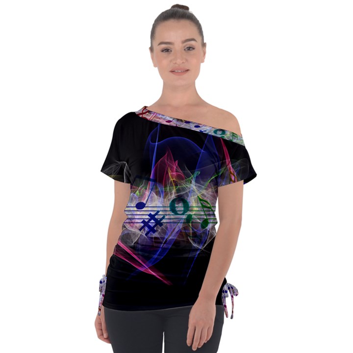 Particles Music Clef Wave Tie-Up Tee