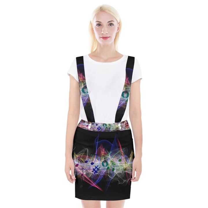 Particles Music Clef Wave Braces Suspender Skirt