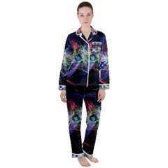 Particles Music Clef Wave Satin Long Sleeve Pyjamas Set