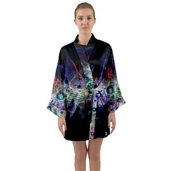 Particles Music Clef Wave Long Sleeve Kimono Robe