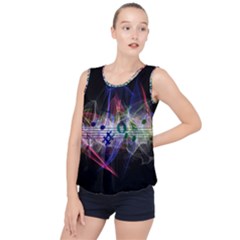 Particles Music Clef Wave Bubble Hem Chiffon Tank Top by HermanTelo