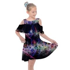 Particles Music Clef Wave Kids  Shoulder Cutout Chiffon Dress by HermanTelo