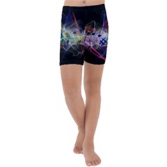 Particles Music Clef Wave Kids  Lightweight Velour Capri Yoga Leggings by HermanTelo