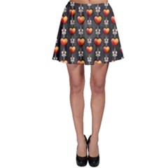 Love Heart Background Valentine Skater Skirt