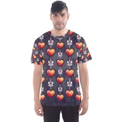 Love Heart Background Valentine Men s Sports Mesh Tee