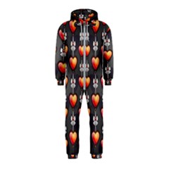 Love Heart Background Valentine Hooded Jumpsuit (kids)