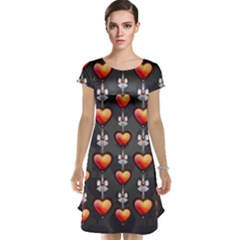 Love Heart Background Valentine Cap Sleeve Nightdress