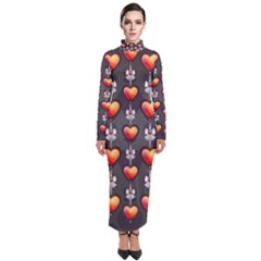 Love Heart Background Valentine Turtleneck Maxi Dress by HermanTelo