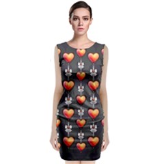 Love Heart Background Valentine Classic Sleeveless Midi Dress