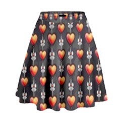 Love Heart Background Valentine High Waist Skirt