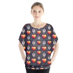 Love Heart Background Valentine Batwing Chiffon Blouse