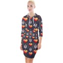 Love Heart Background Valentine Quarter Sleeve Hood Bodycon Dress View1