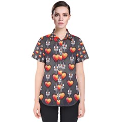 Love Heart Background Valentine Women s Short Sleeve Shirt