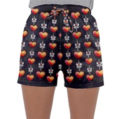 Love Heart Background Valentine Sleepwear Shorts