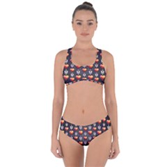 Love Heart Background Valentine Criss Cross Bikini Set