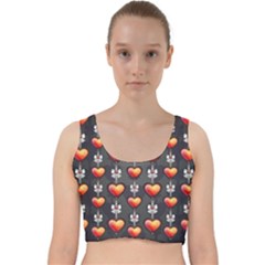 Love Heart Background Valentine Velvet Racer Back Crop Top