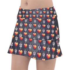 Love Heart Background Valentine Tennis Skirt by HermanTelo