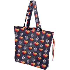 Love Heart Background Valentine Drawstring Tote Bag