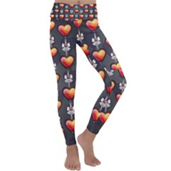 Love Heart Background Valentine Kids  Lightweight Velour Classic Yoga Leggings by HermanTelo