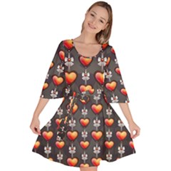 Love Heart Background Valentine Velour Kimono Dress