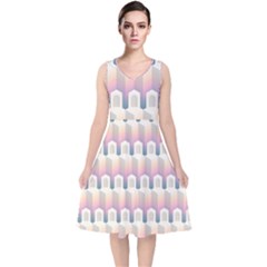 Seamless Pattern Background Entrance V-neck Midi Sleeveless Dress  by HermanTelo