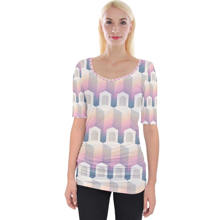 Seamless Pattern Background Entrance Wide Neckline Tee