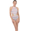 Seamless Pattern Background Entrance Halter Side Cut Swimsuit View1