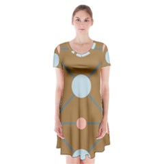 Planets Planet Around Rounds Short Sleeve V-neck Flare Dress