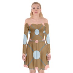 Planets Planet Around Rounds Off Shoulder Skater Dress